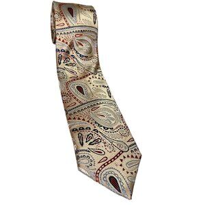 Bruno Marchesi Men's Silk Tie – Classic Paisley on Beige